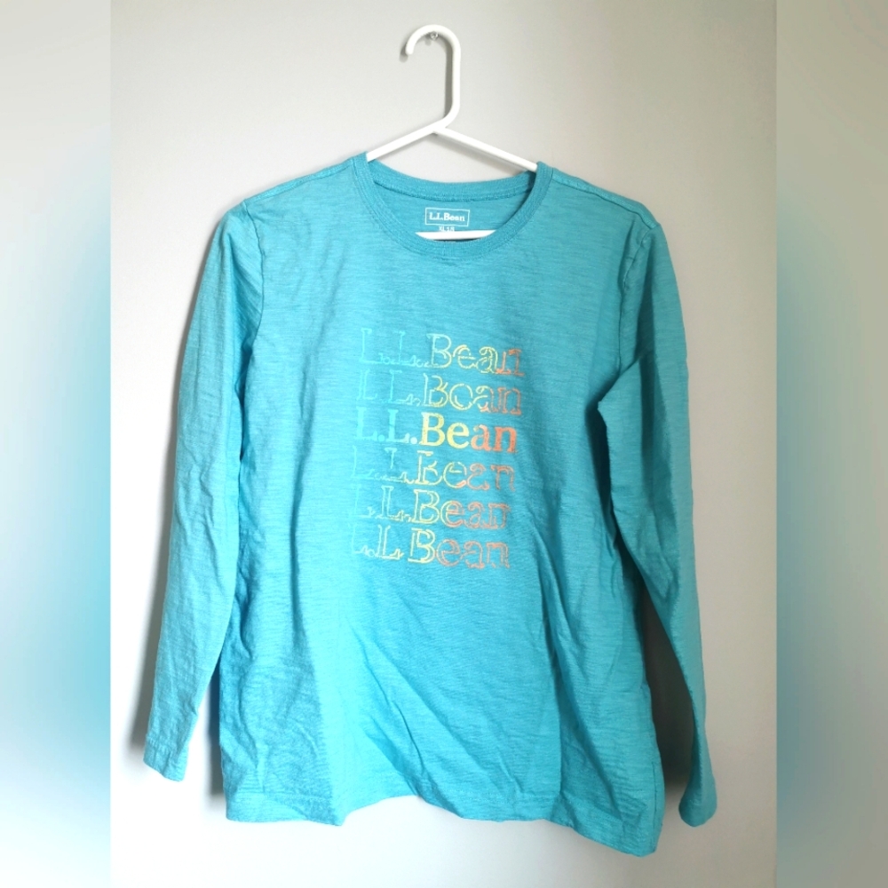(3/$12) - L.L.Bean Kids Long Sleeve Shirt. XL 18. Aqua Blue